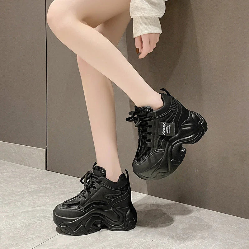 Platform Lace-up Fashion Solid Color Simple Casual Shoes - VAleG