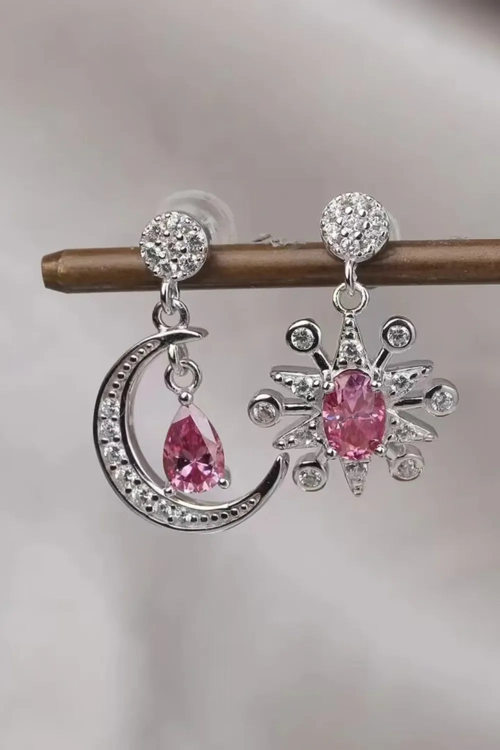 1 Carat Moissanite 925 Sterling Silver Moon & Star Earrings - VAleG