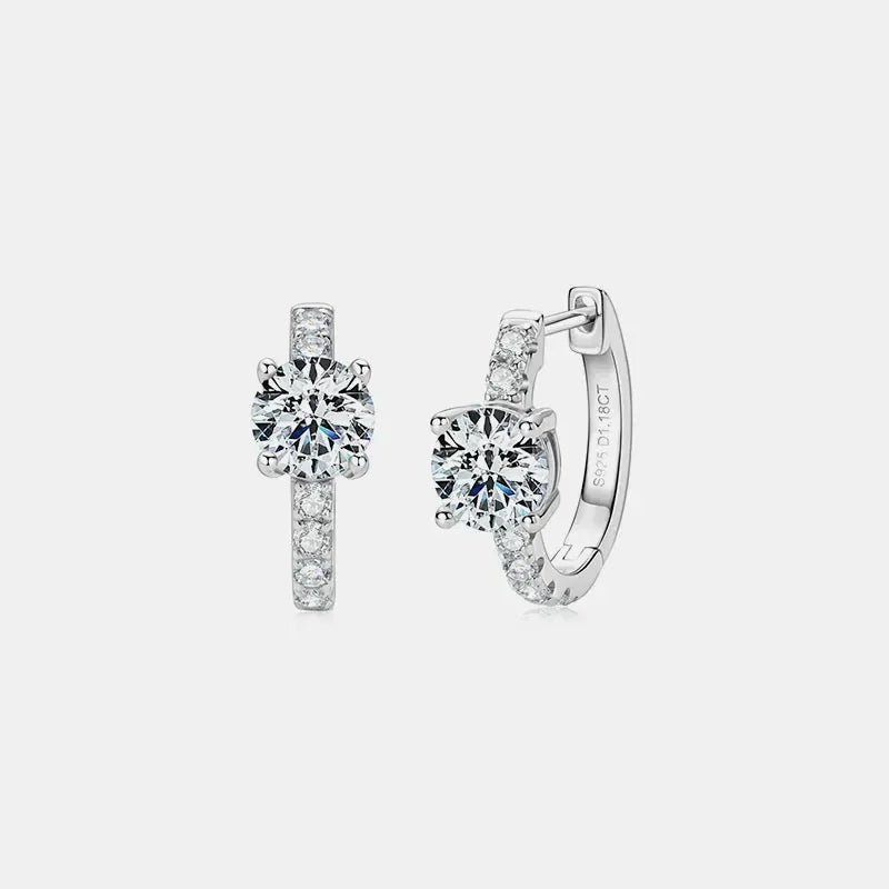 2.36 Carat Moissanite Zircon 925 Sterling Silver Hoop Earrings - VAleG