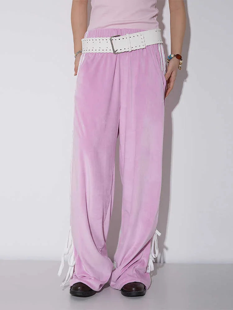 Velvet Wide-leg Pants Women's High Waist Loose Drooping Straight-leg Pants - VAleG