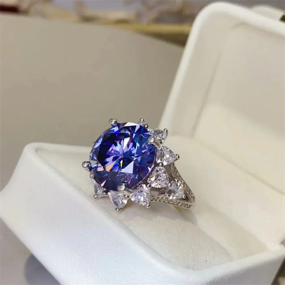 10 Carat Moissanite 925 Sterling Silver Ring - VAleG
