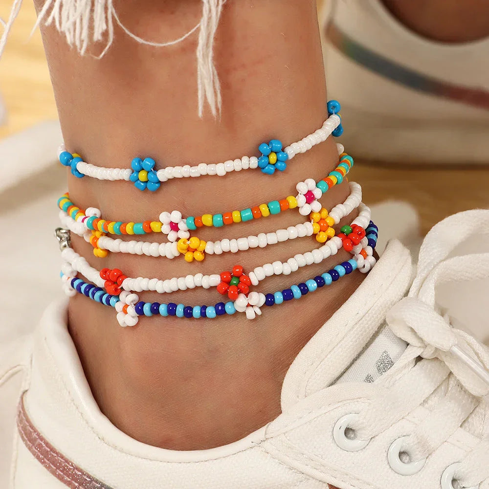 Bohemian Beach Resort Style Daisy Anklet - VAleG