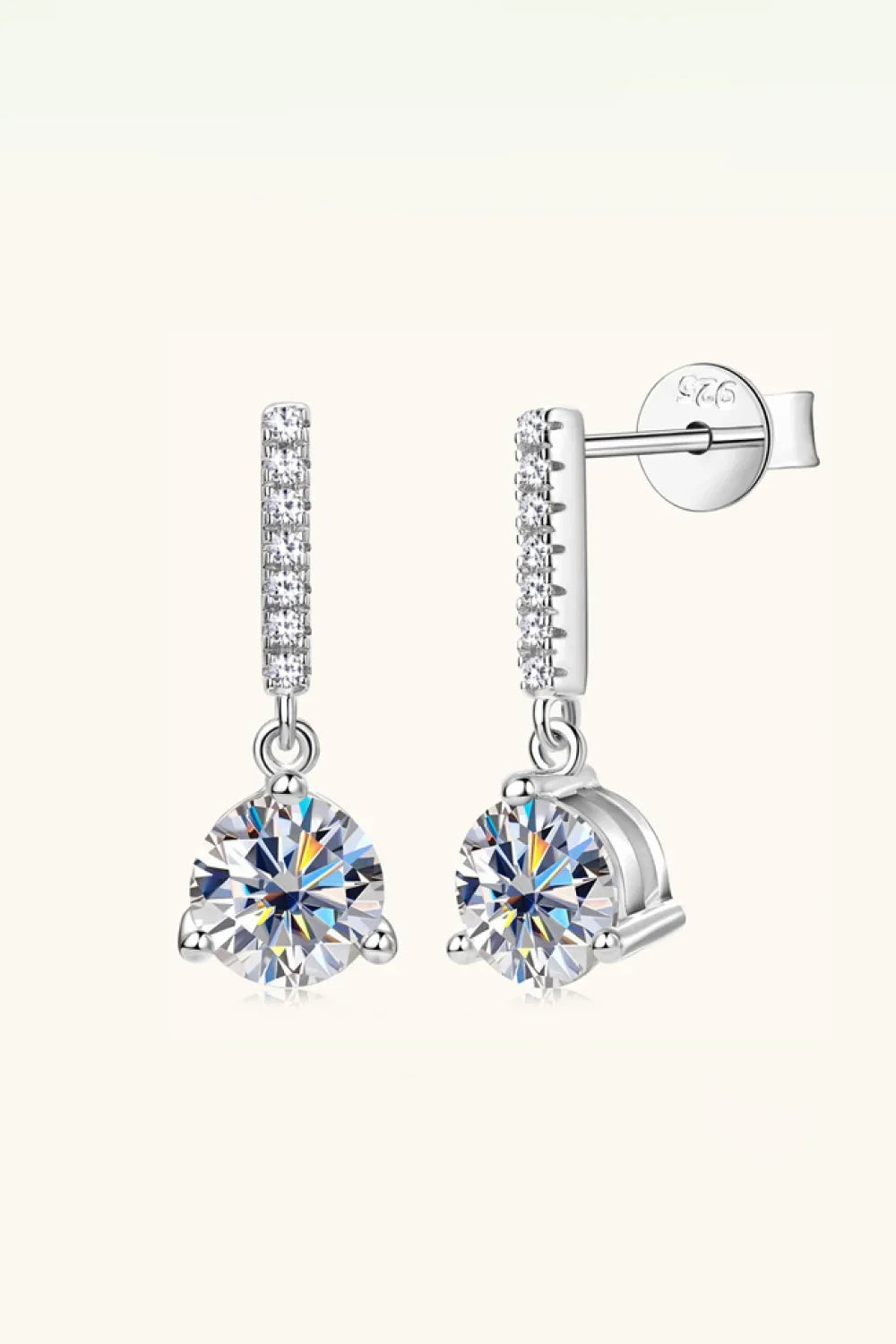 2 Carat Moissanite 925 Sterling Silver Drop Earrings - VAleG