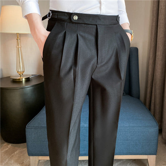 Thin Draping Belt Casual Pants Trendy Men's Suit Pants VAleG