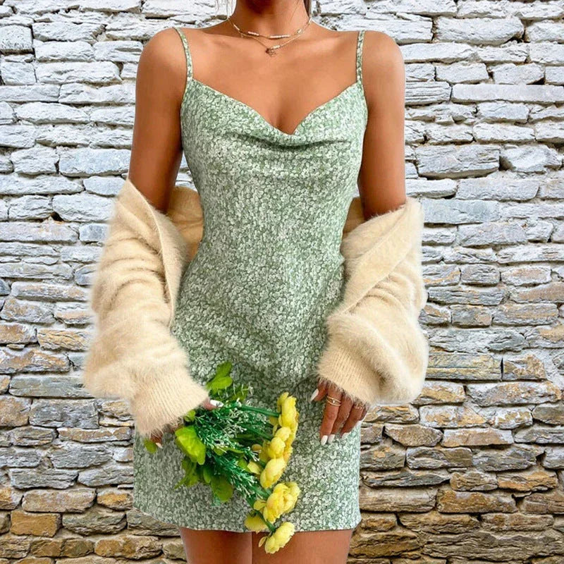 V-neck Strap Short Skirt Sexy Backless - VAleG