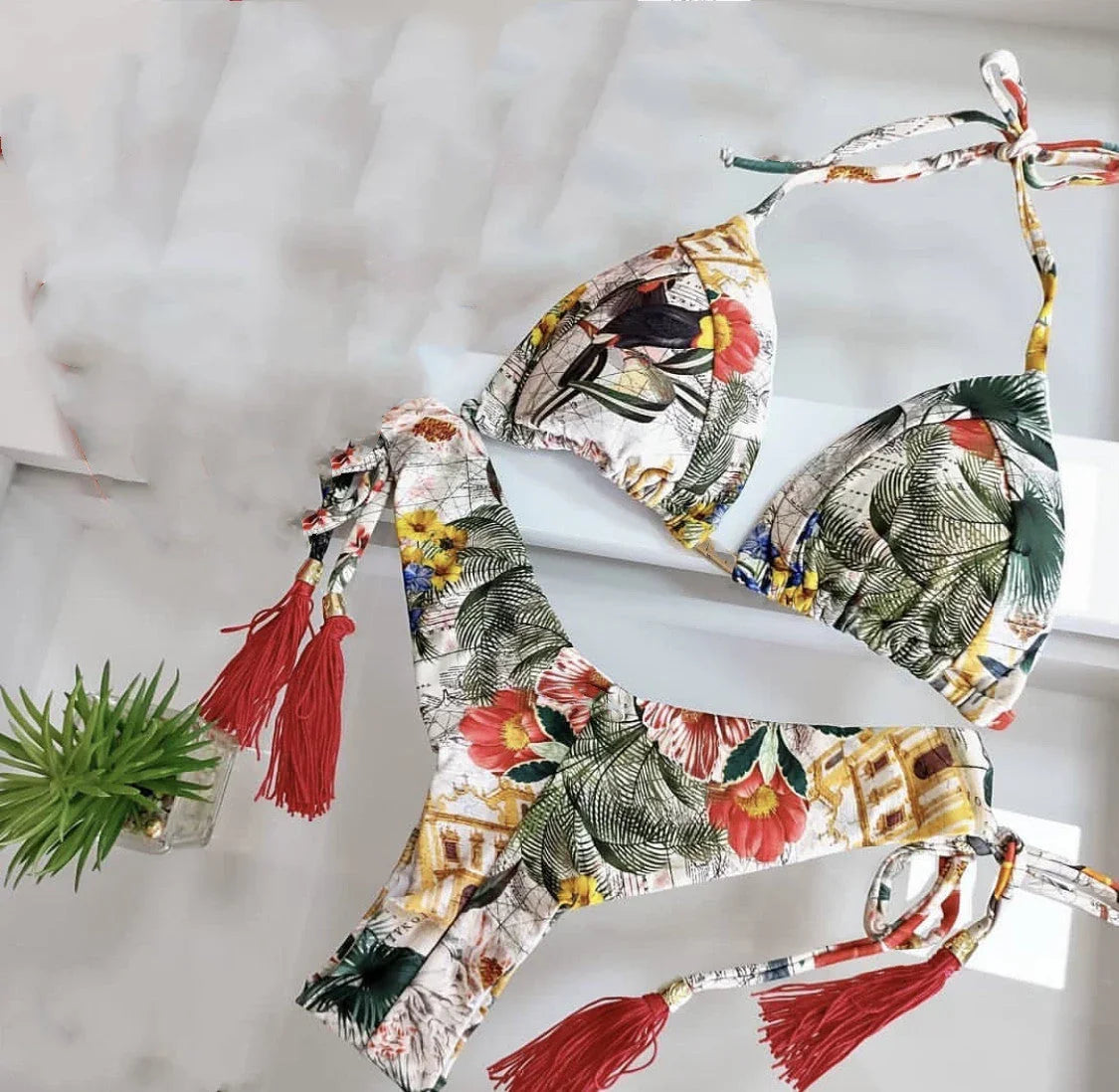 Women's Beach Split Printed Swimsuit - VAleG