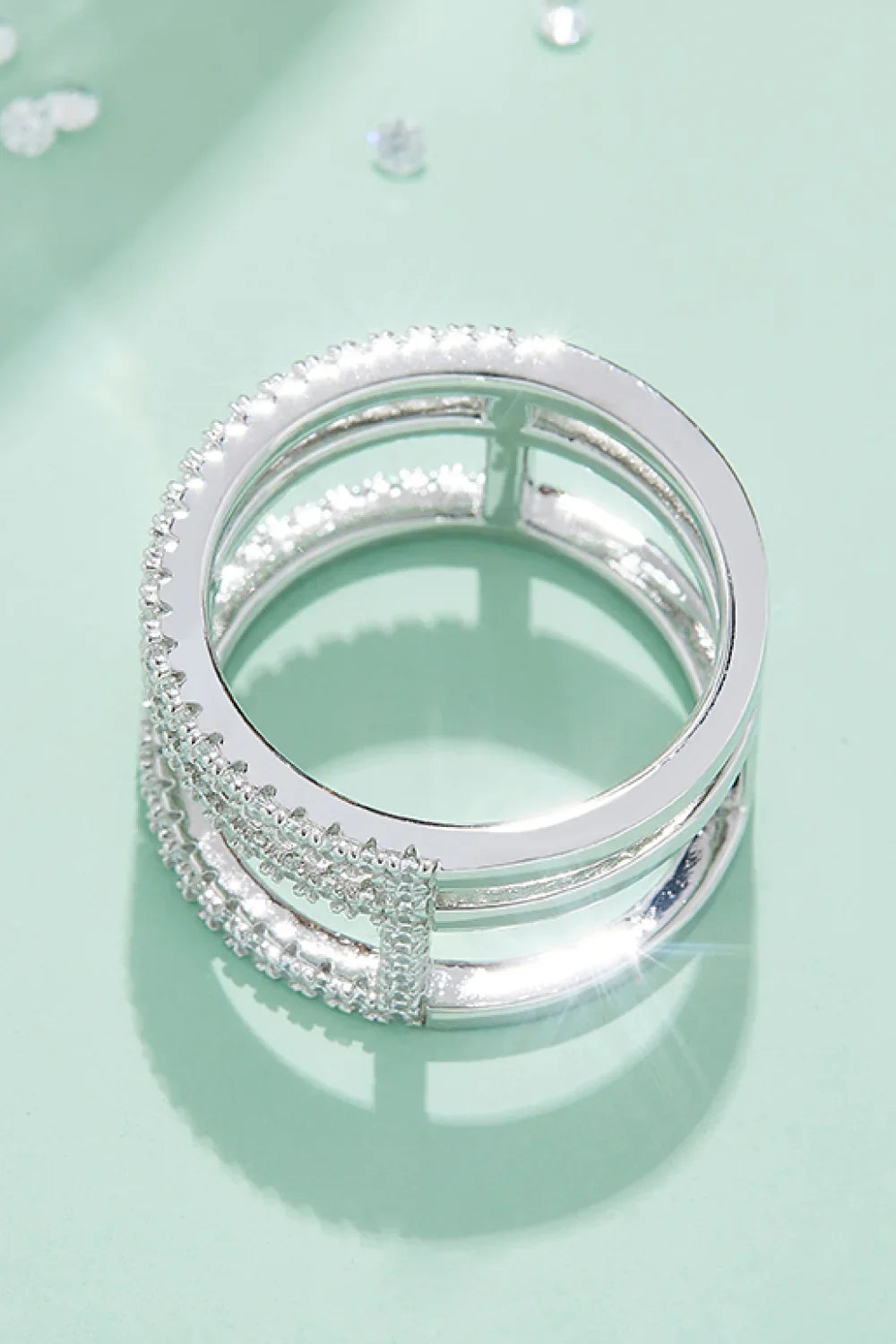 Adored Moissanite Cutout Wide Ring - VAleG