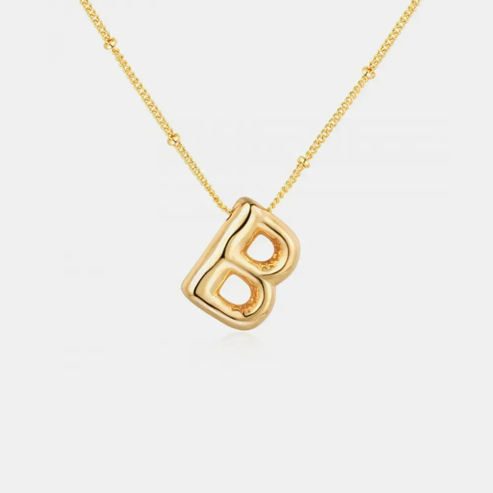 Gold-Plated Bubble Initial Necklace - VAleG