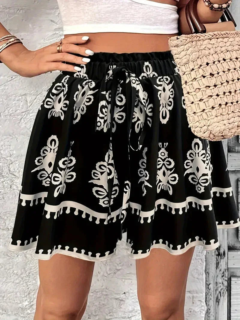 Women's Fashion Positioning Printing Casual Wide-leg Shorts - VAleG