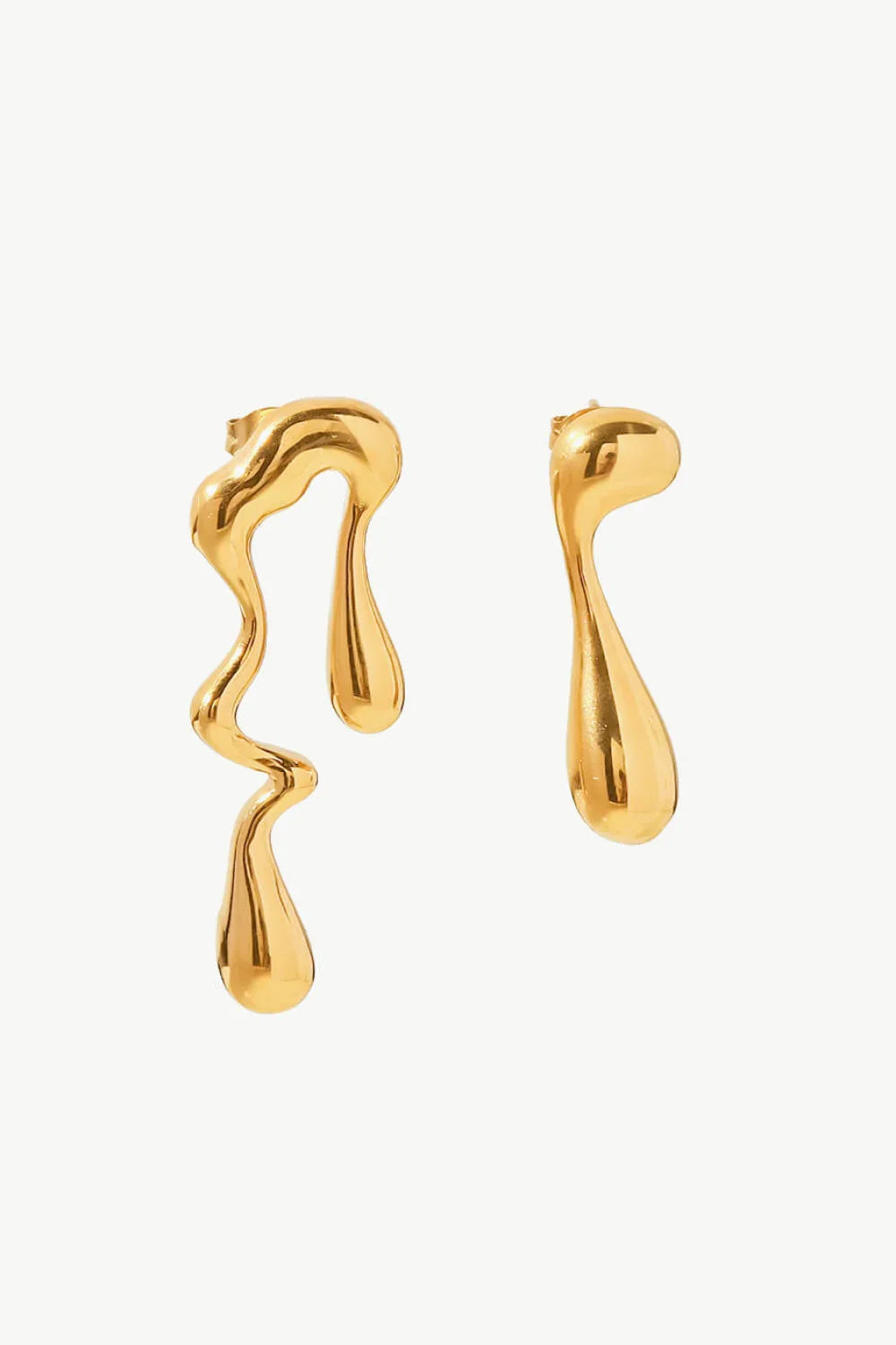 18K Gold Plated Geometric Mismatched Earrings - VAleG