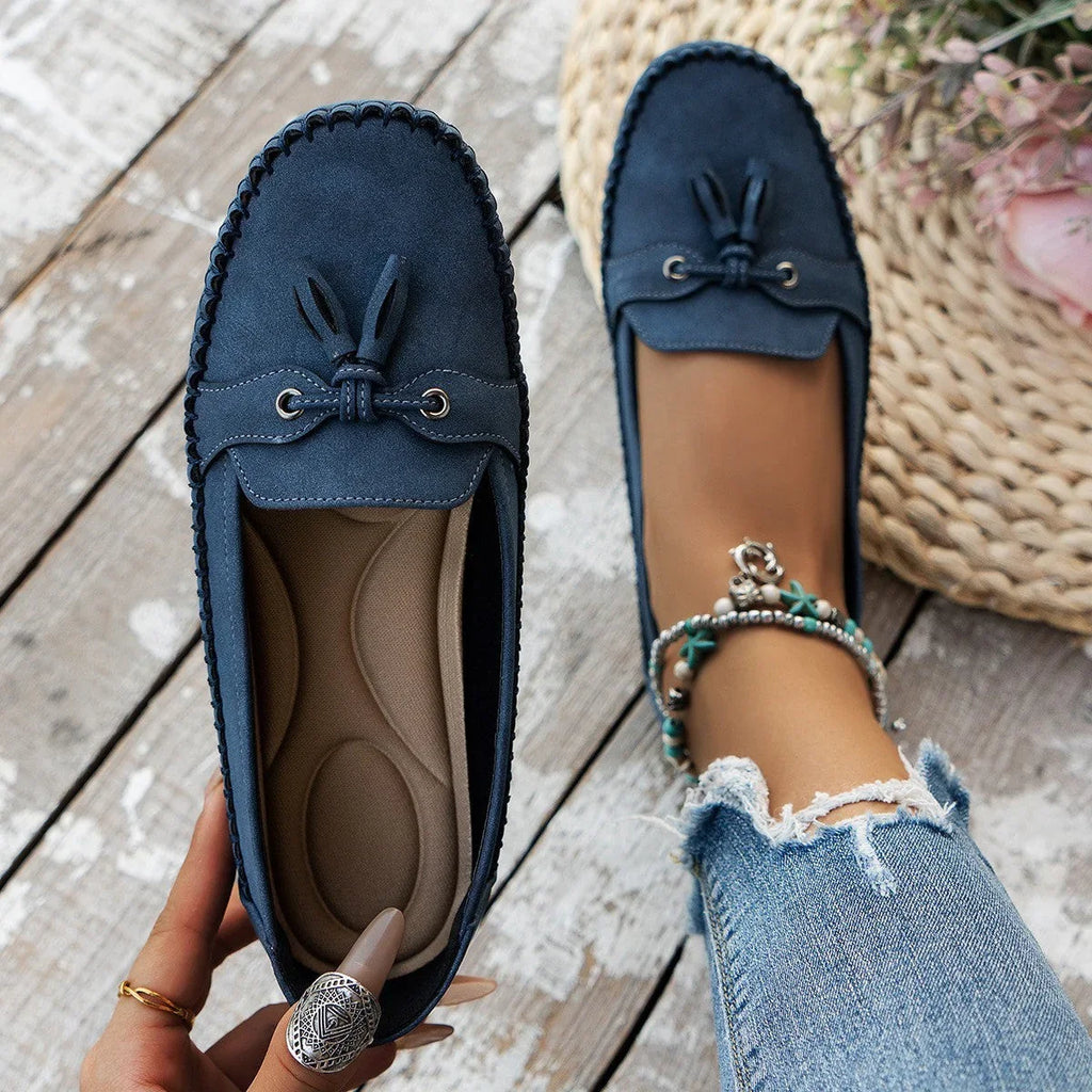 Women's Round Head Loafers Fashion Non-slip Soft Comfortable Flats Shoes - VAleG