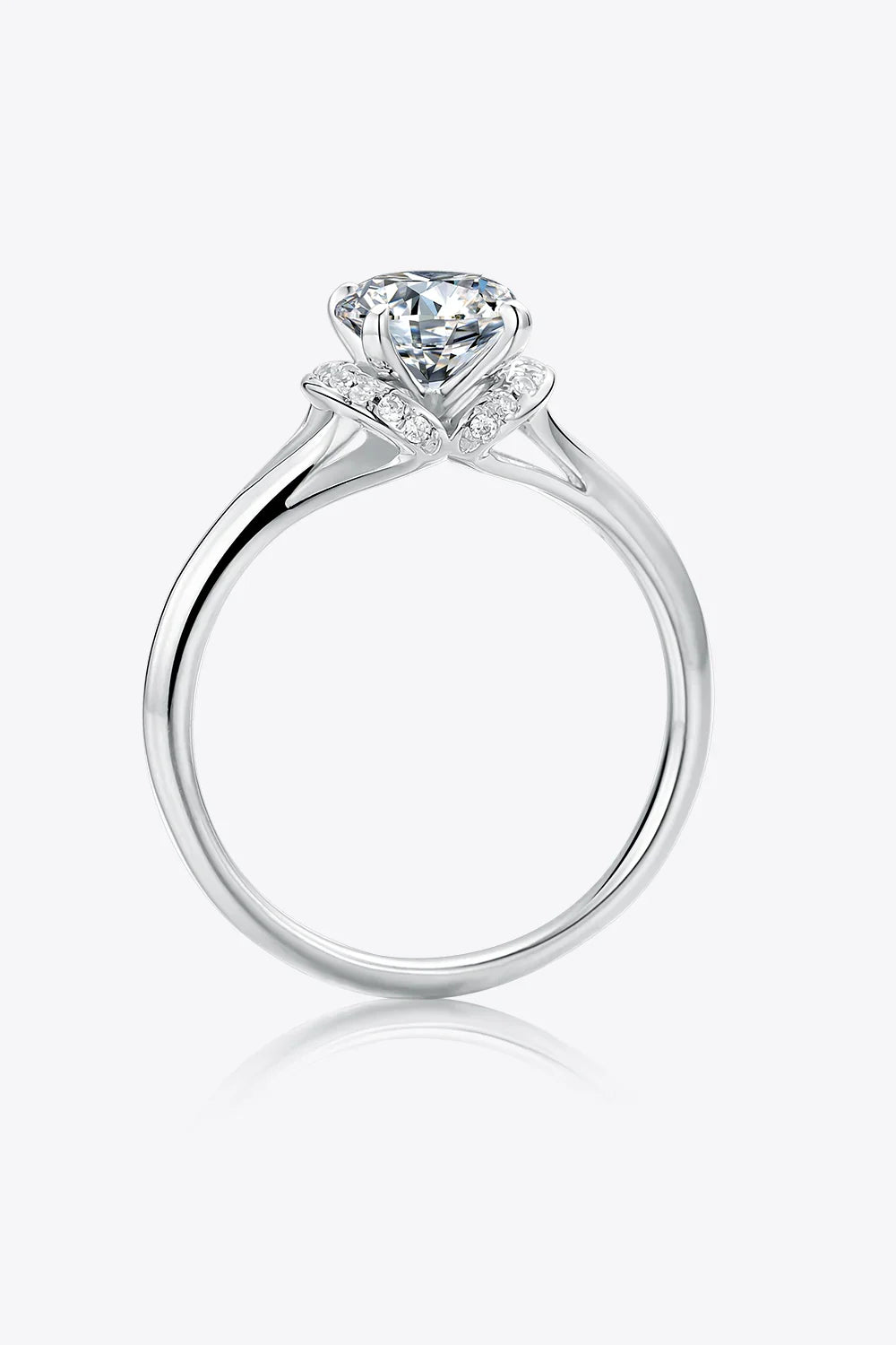 1 Carat Moissanite 925 Sterling Silver Split Shank Ring - VAleG