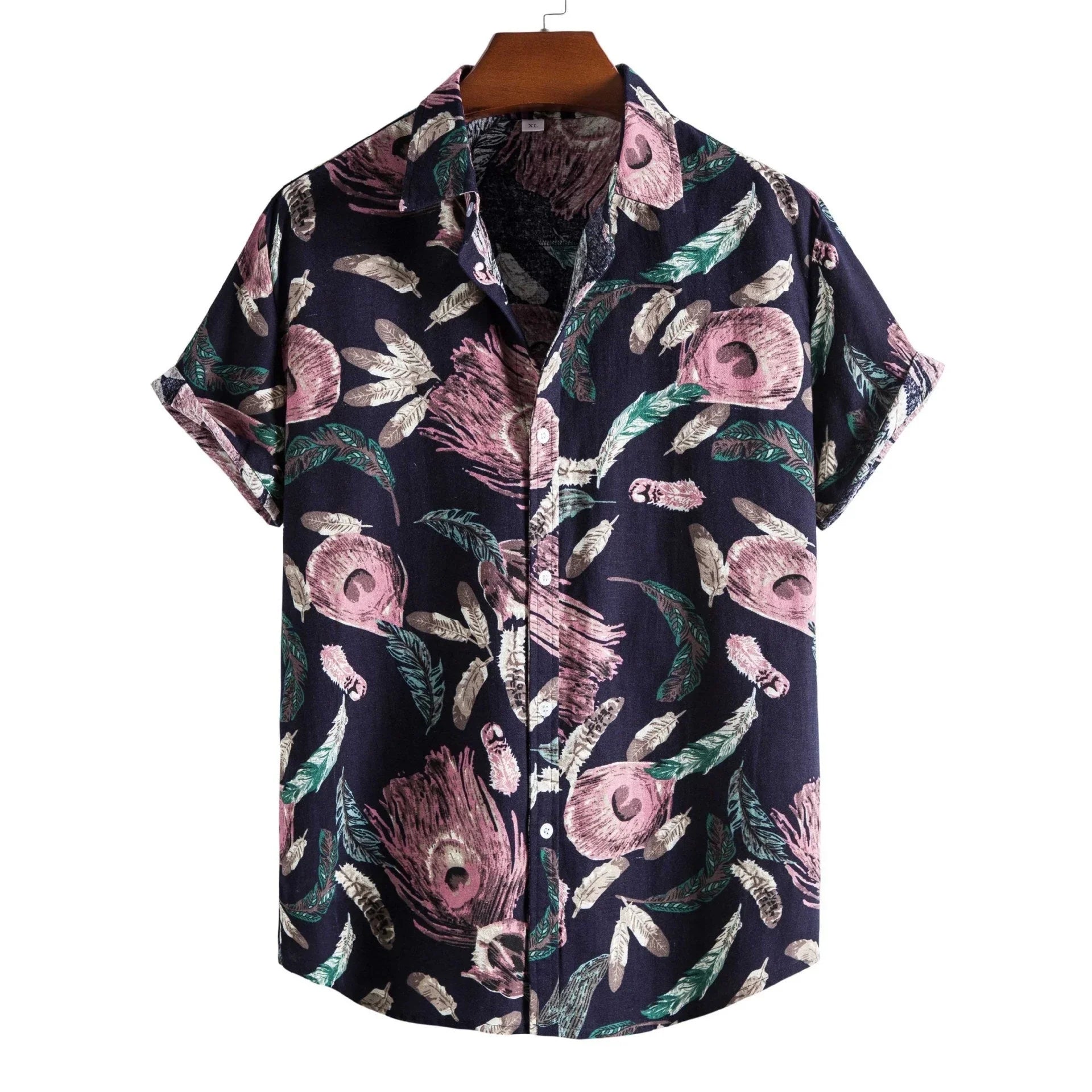 Printed Casual Men's Short-sleeved Shirt Lapel - VAleG