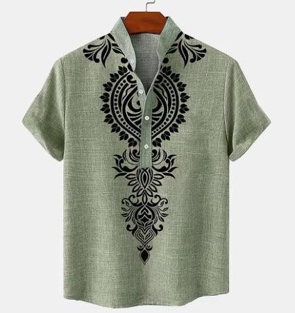 Men's Shirt Digital 3D Printing Linen Short Sleeve - VAleG
