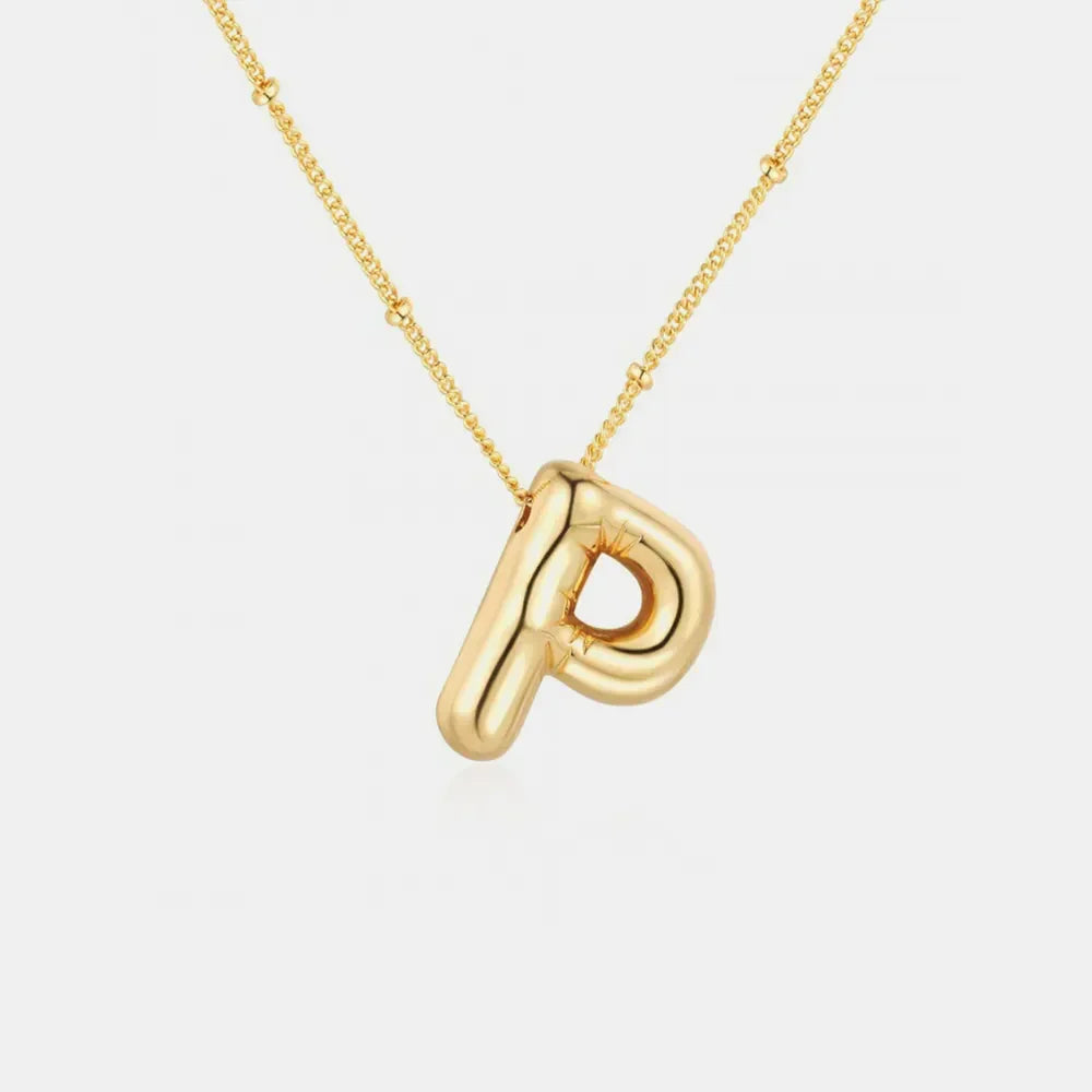 Gold-Plated Bubble Initial Necklace - VAleG