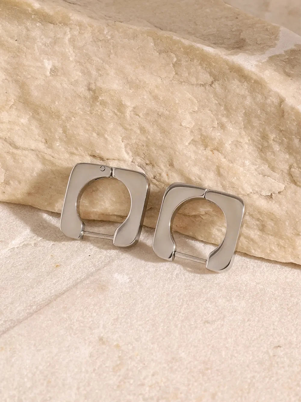 18K Gold-Plated Stainless Steel Square Earrings - VAleG