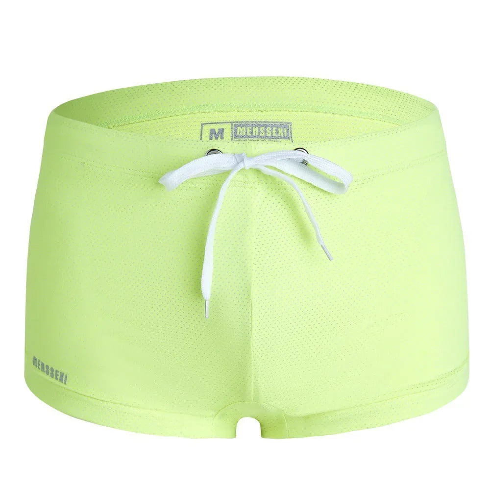 Men's Lace Nylon Low Waist Boxer Swimming Trunks Hot Spring Beach Pants - VAleG