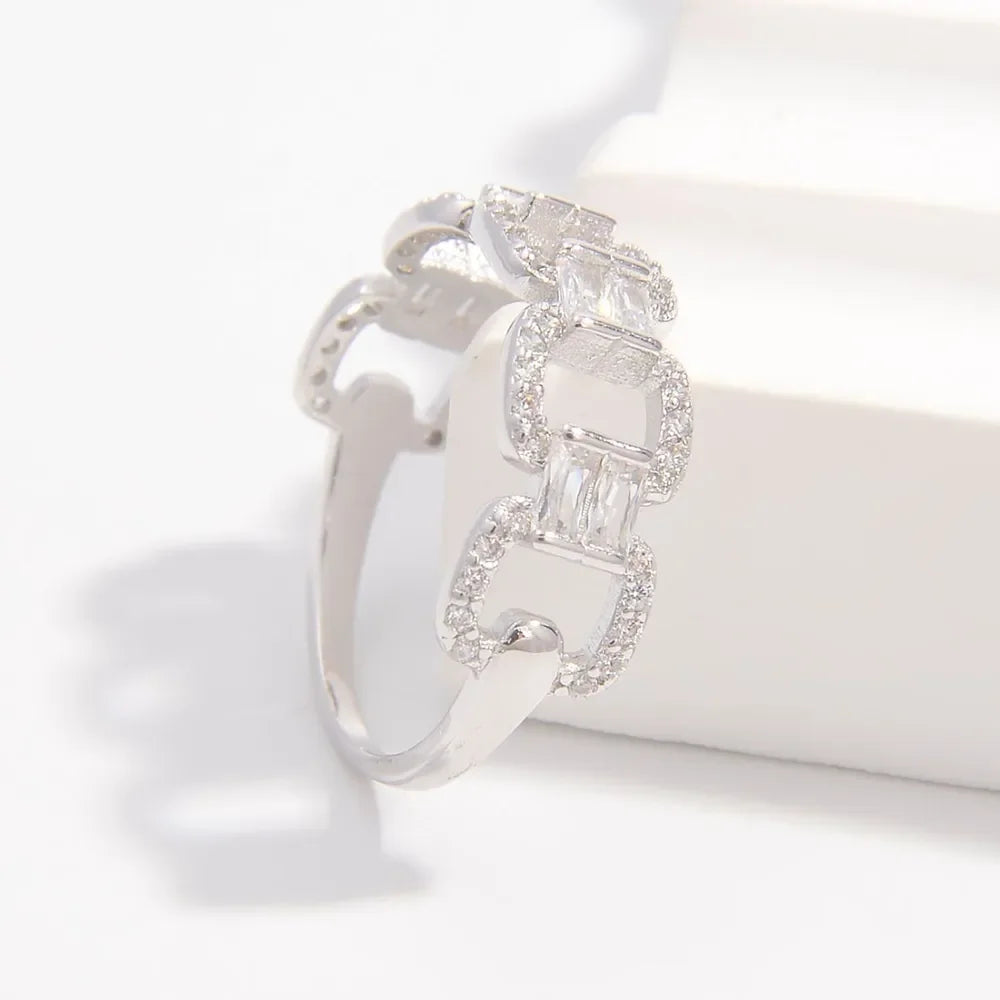 925 Sterling Silver Zircon Cutout Ring - VAleG
