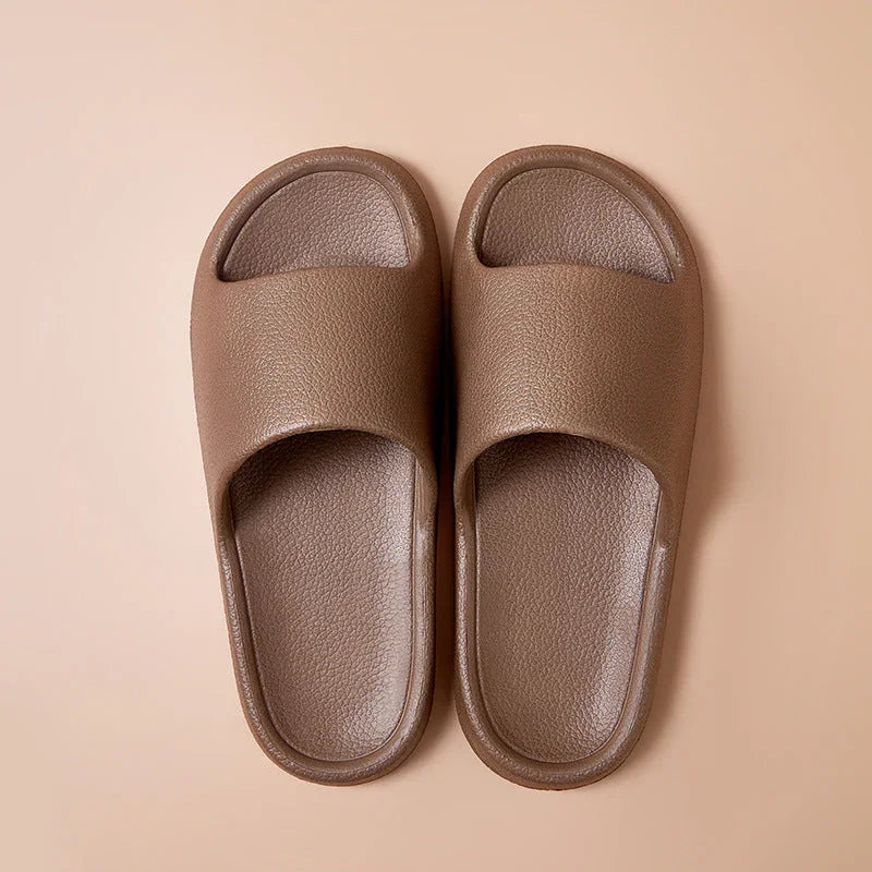 Home Non-slip Solid Color Indoor Leather Slippers - VAleG