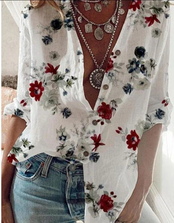 Loose V-neck blouse - VAleG
