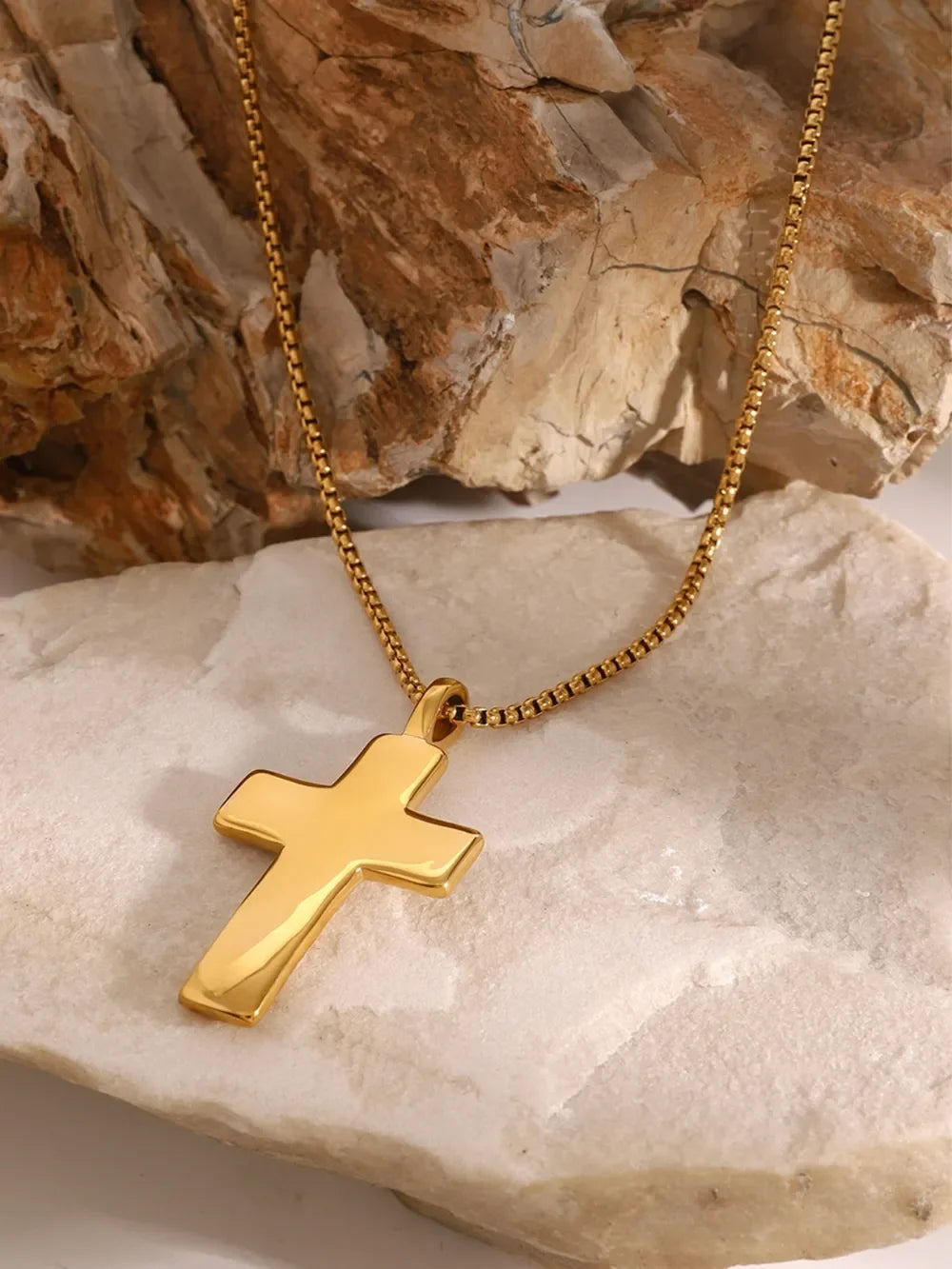 18K Gold-Plated Inlaid Zircon Cross Necklace - VAleG