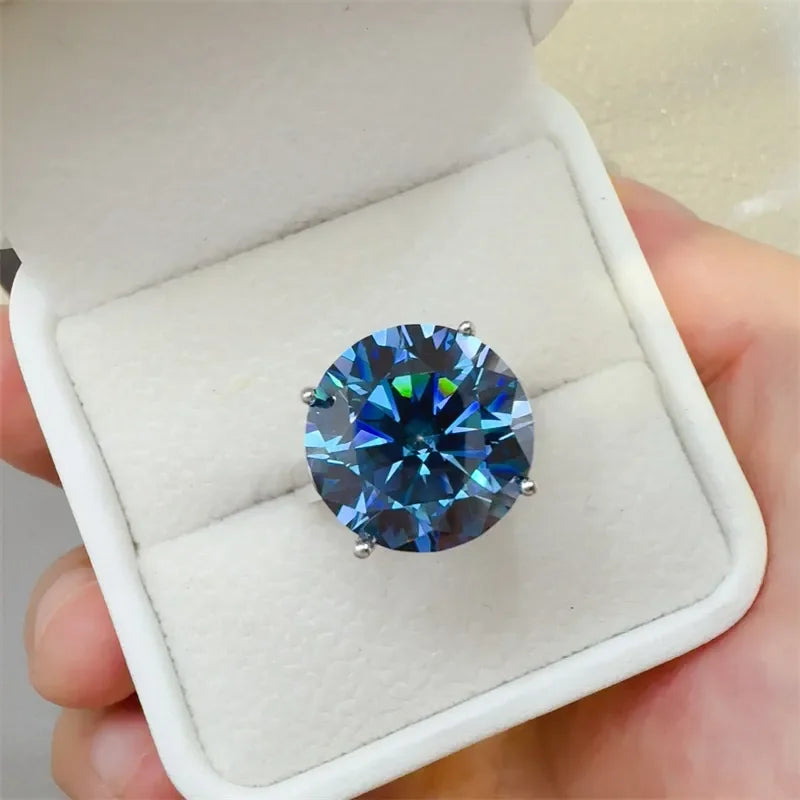 10 Carat 925 Sterling Silver Moissanite Ring - VAleG