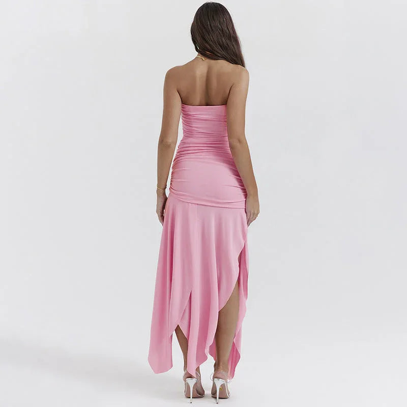 Ins Fashion Sexy Off-neck Stitched Backless Fishtail Split Dress - VAleG