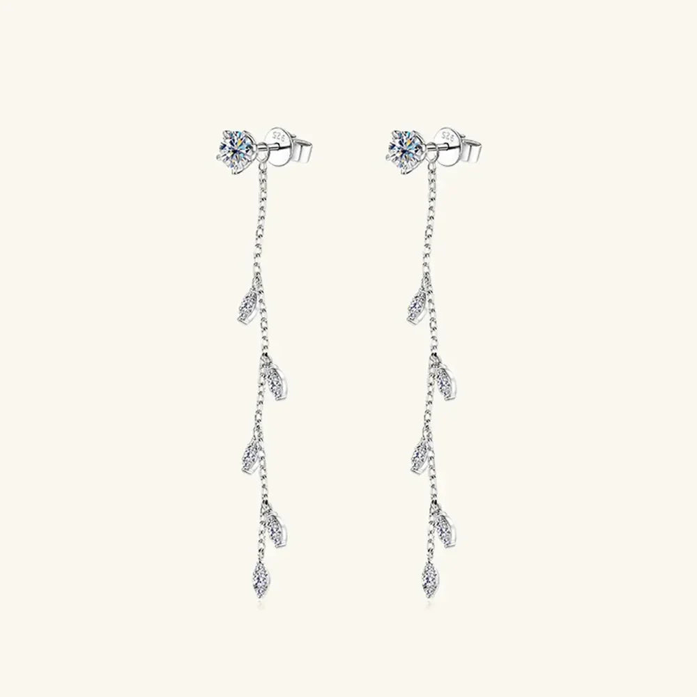 1.38 Carat Moissanite 925 Sterling Silver Leaf Earrings - VAleG