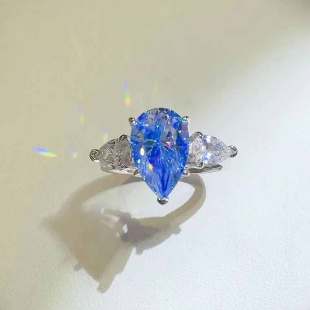 2 Carat 925 Sterling Silver Moissanite Teardrop Shape Ring - VAleG