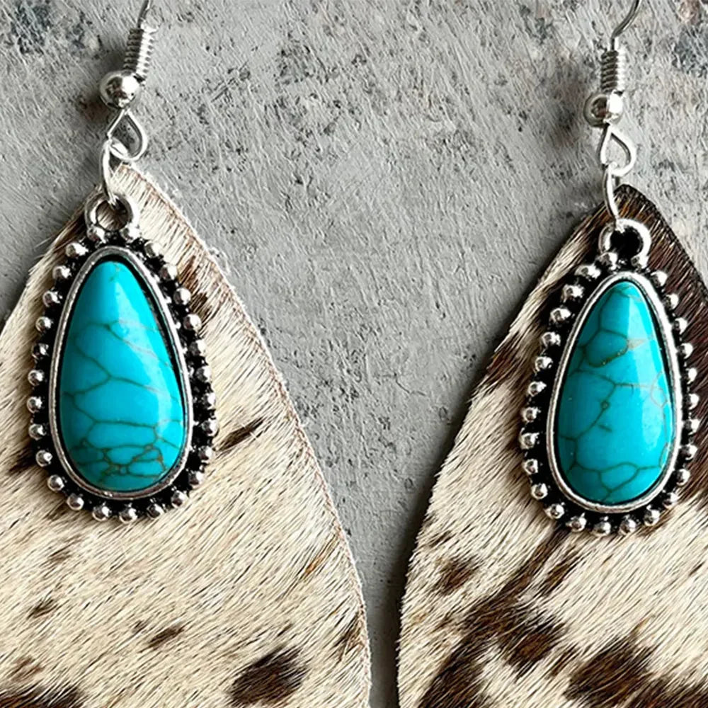 Artificial Turquoise Teardrop Earrings - VAleG