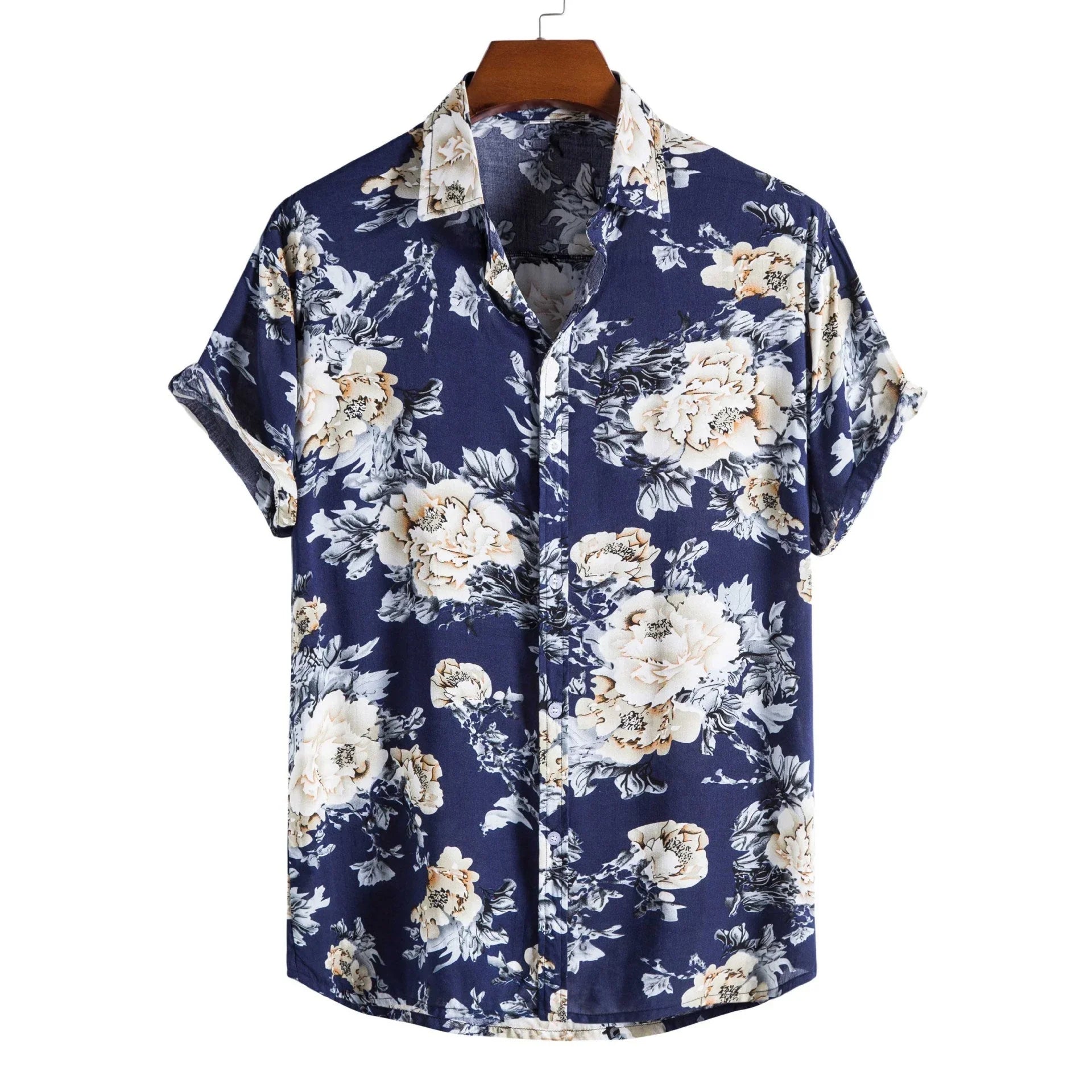 Printed Casual Men's Short-sleeved Shirt Lapel - VAleG