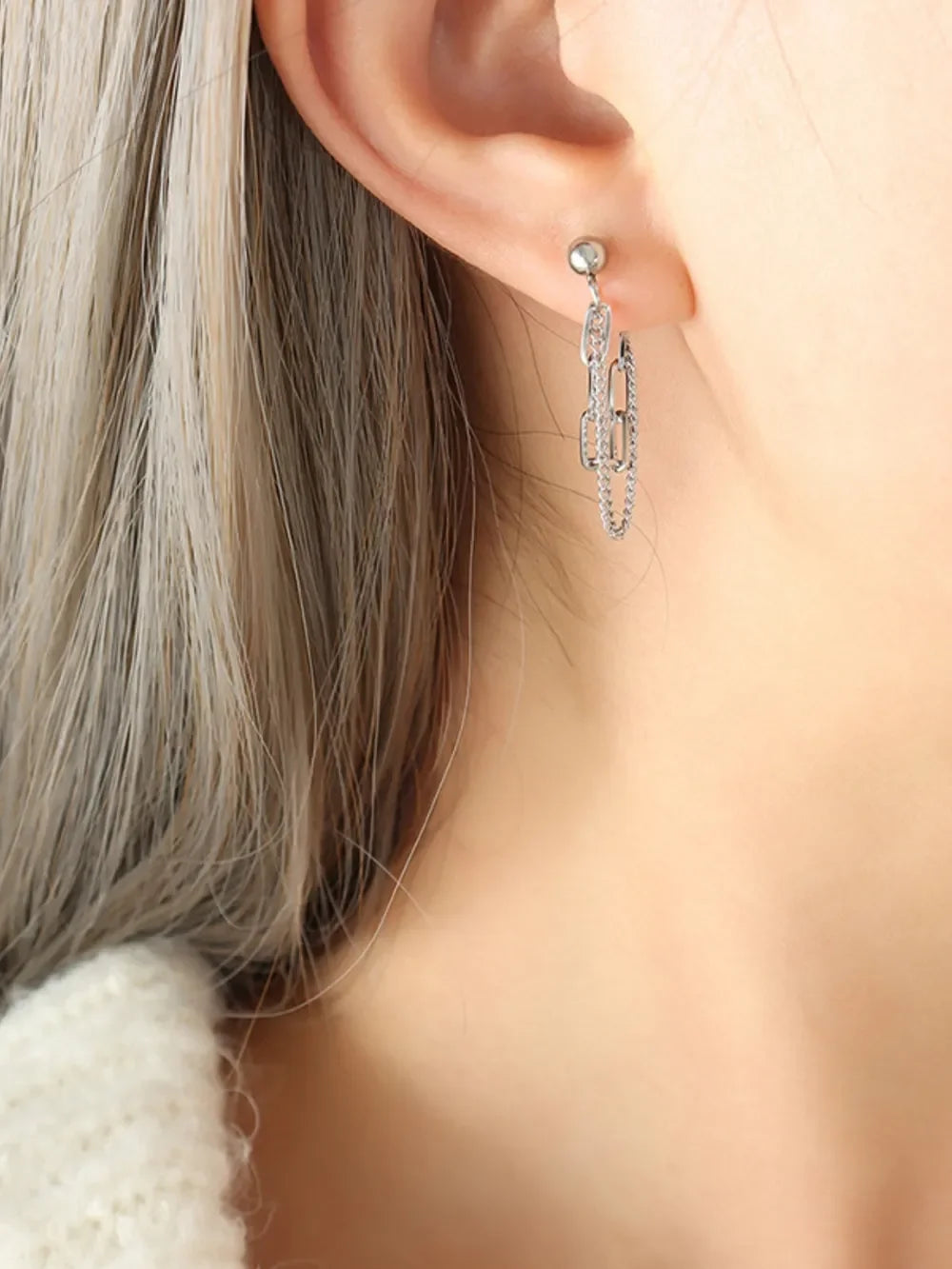 Titanium Steel Double Chain Earrings - VAleG