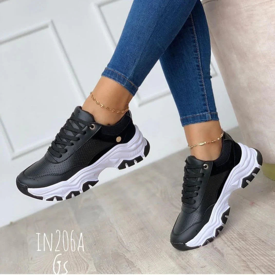 Women's Platform Pure Color Tied Shoes - VAleG