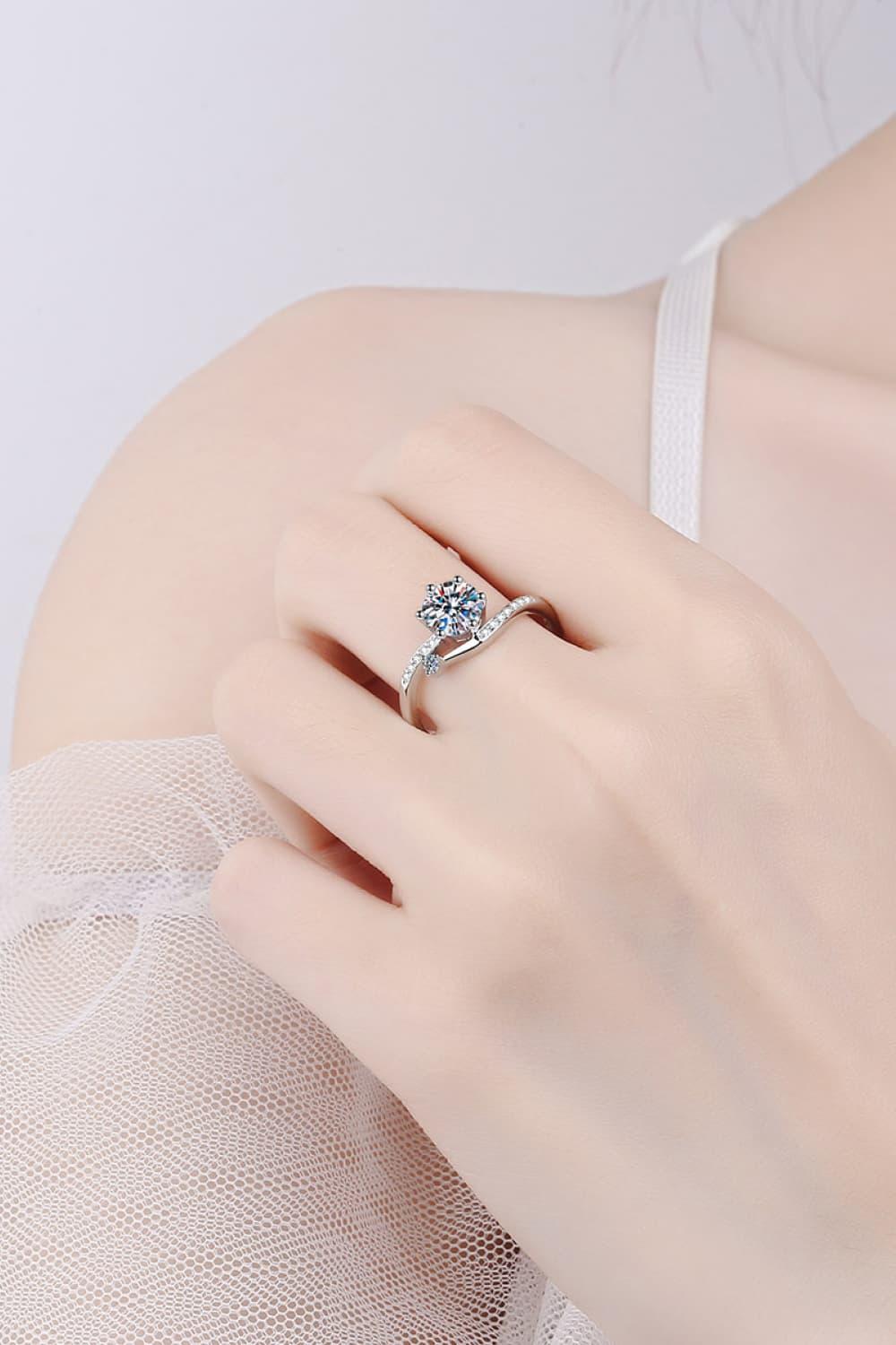 1 Carat Moissanite 925 Sterling Silver Bypass Ring - VAleG