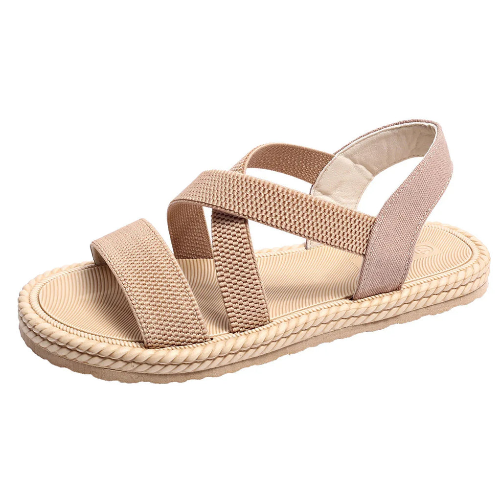 Women's Elastic Band Casual Student Plus Size Beach Roman Sandals - VAleG