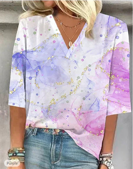 Cross-border Amazon Clothing 3D Printed V-neck Pullover Leisure Cropped POD Customization - VAleG