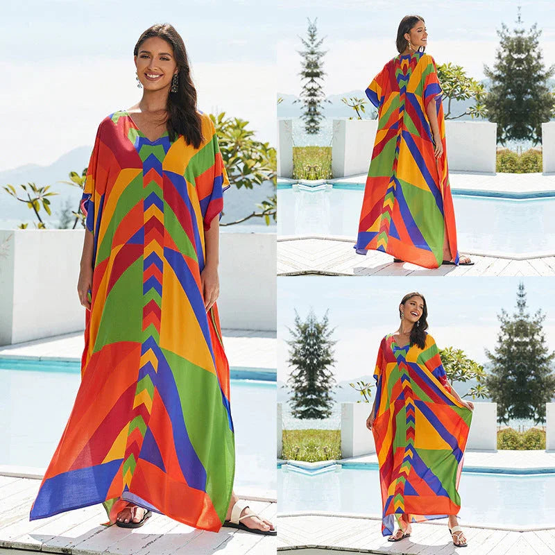 Women's Cotton Tie Dyed Beach Dress - VAleG