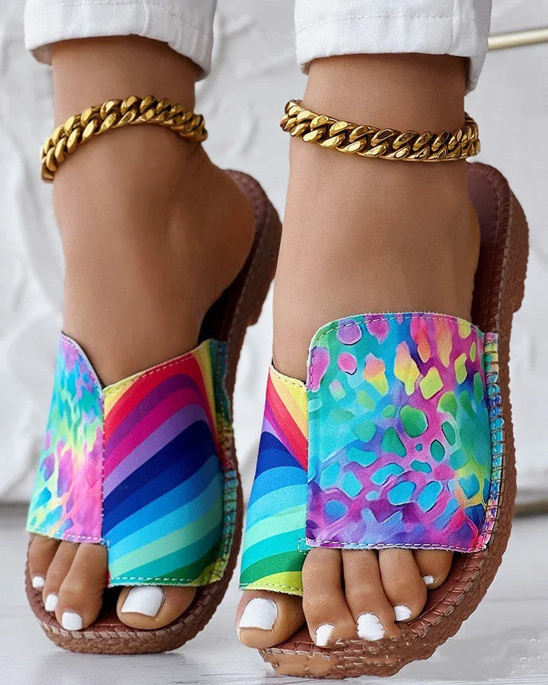 Colored Thick Heeled Floral Women's Sandals - VAleG