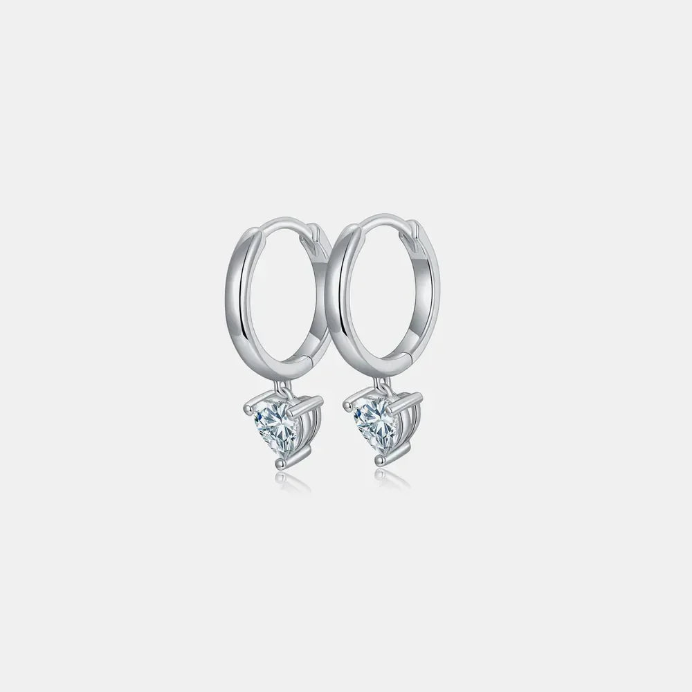 1 Carat Moissanite 925 Sterling Silver Heart Earrings - VAleG