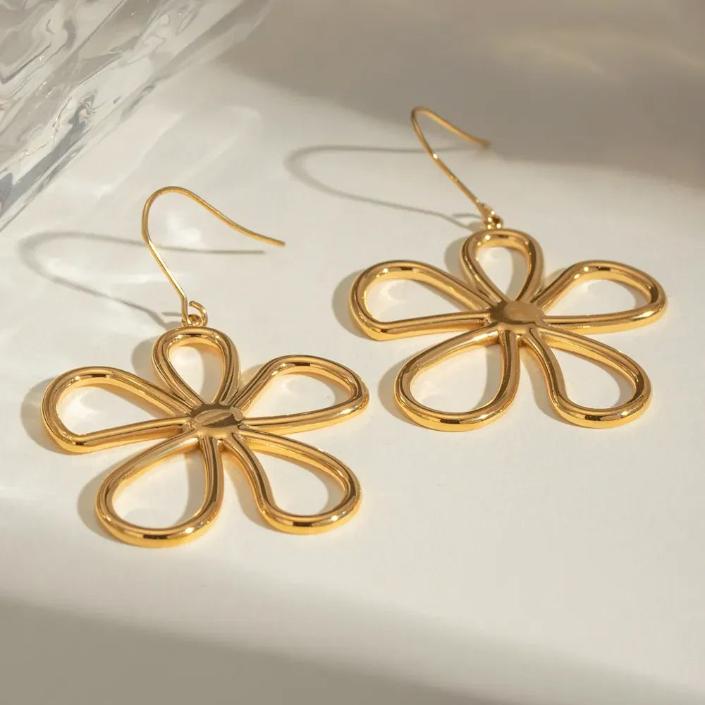 18K Gold-Plated Flower Earrings - VAleG