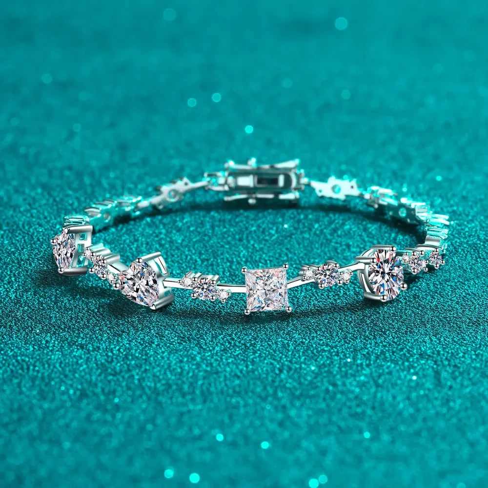 6.2 Carat Moissanite 925 Sterling Silver Bracelet - VAleG