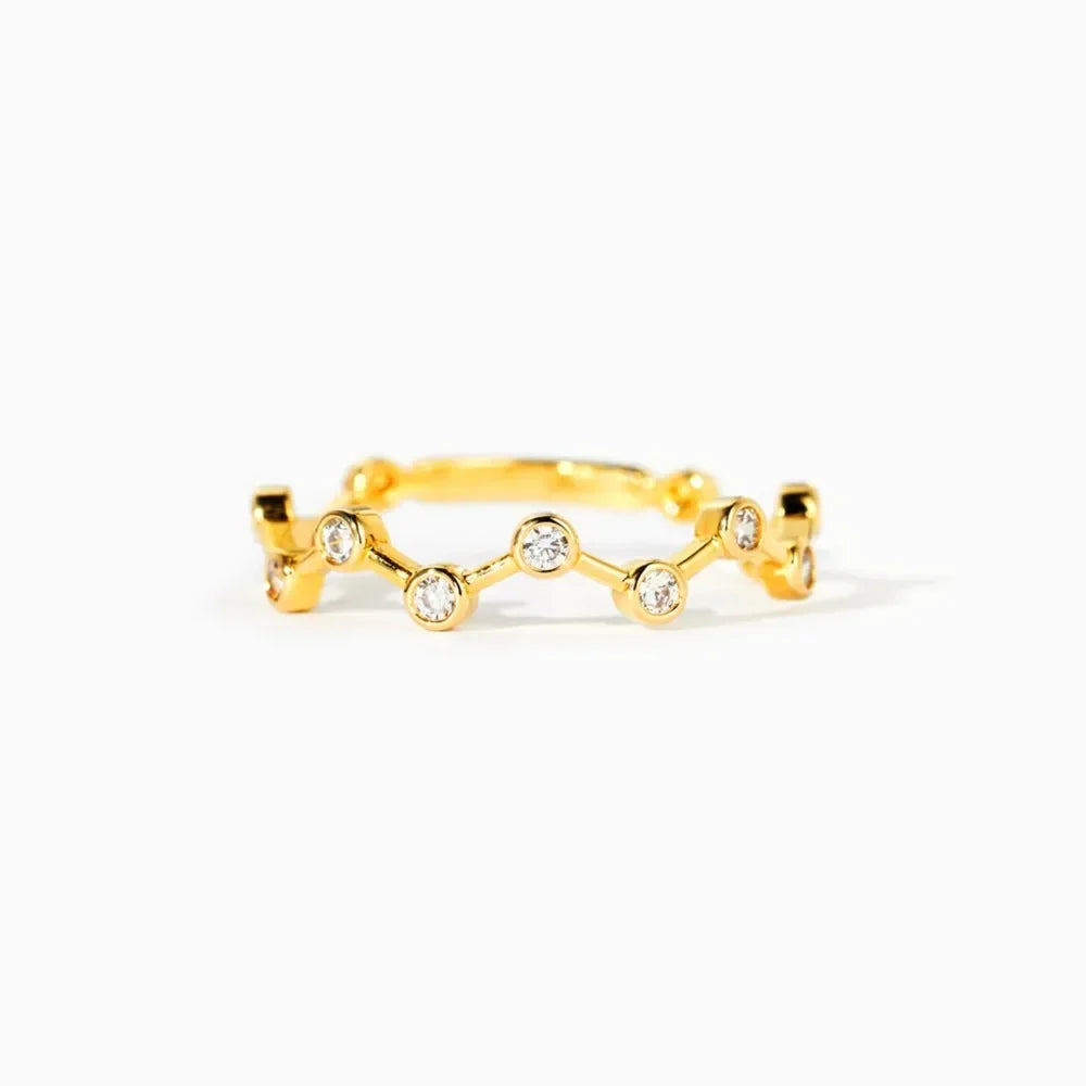18K Gold-Plated 925 Sterling Silver Zircon Ring - VAleG