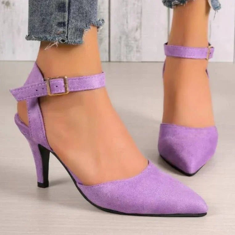 Pointed-toe Square Buckle Shoes High Heels Fashion - VAleG