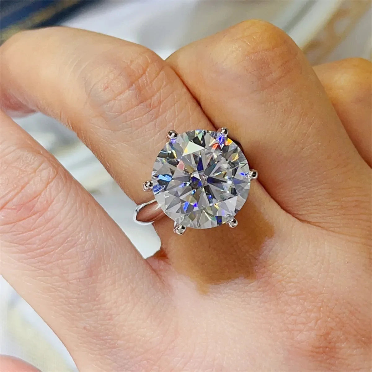 10 Carat Moissanite 925 Sterling Silver Ring - VAleG