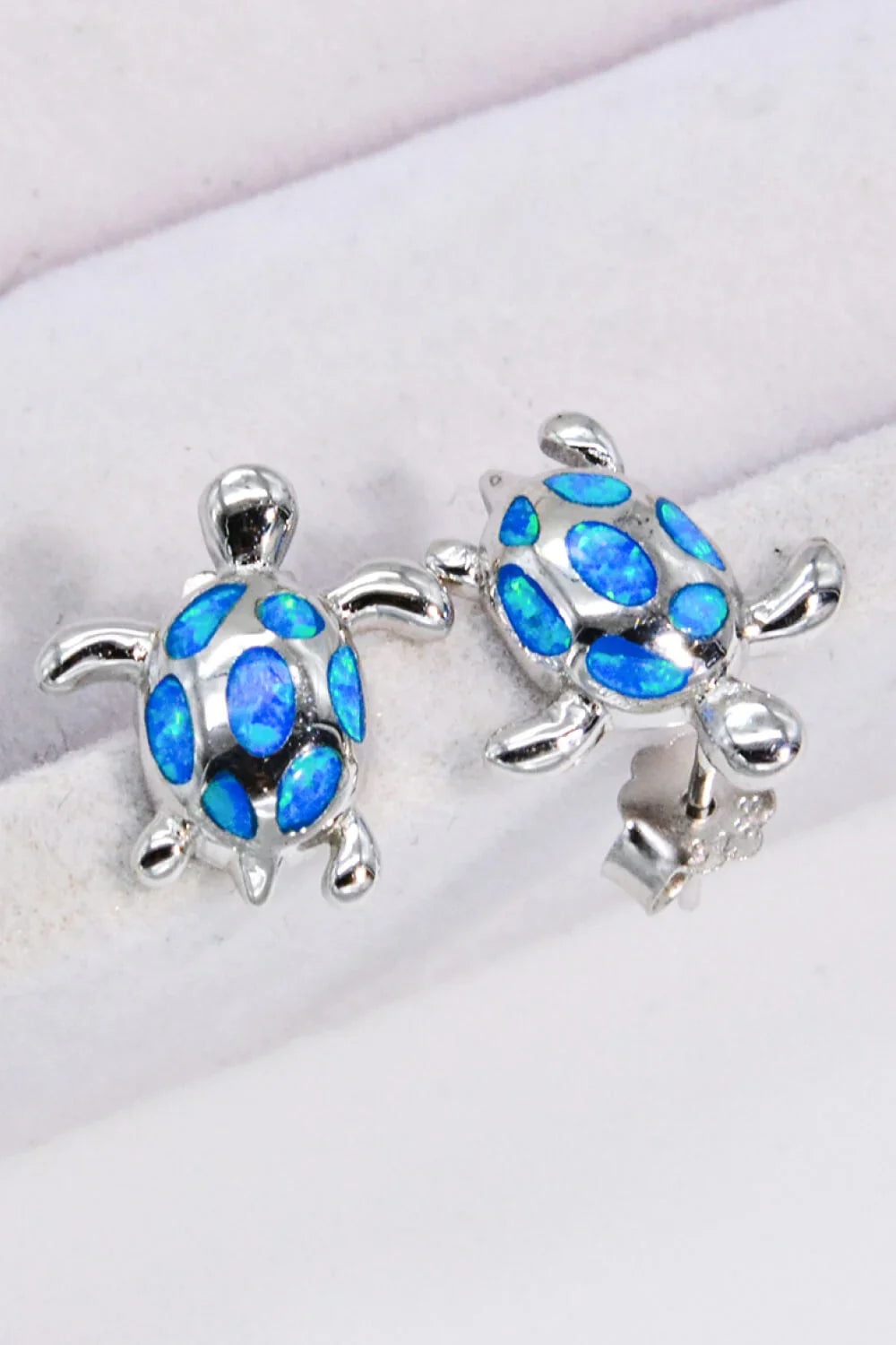 Opal Turtle Platinum-Plated Stud Earrings - VAleG