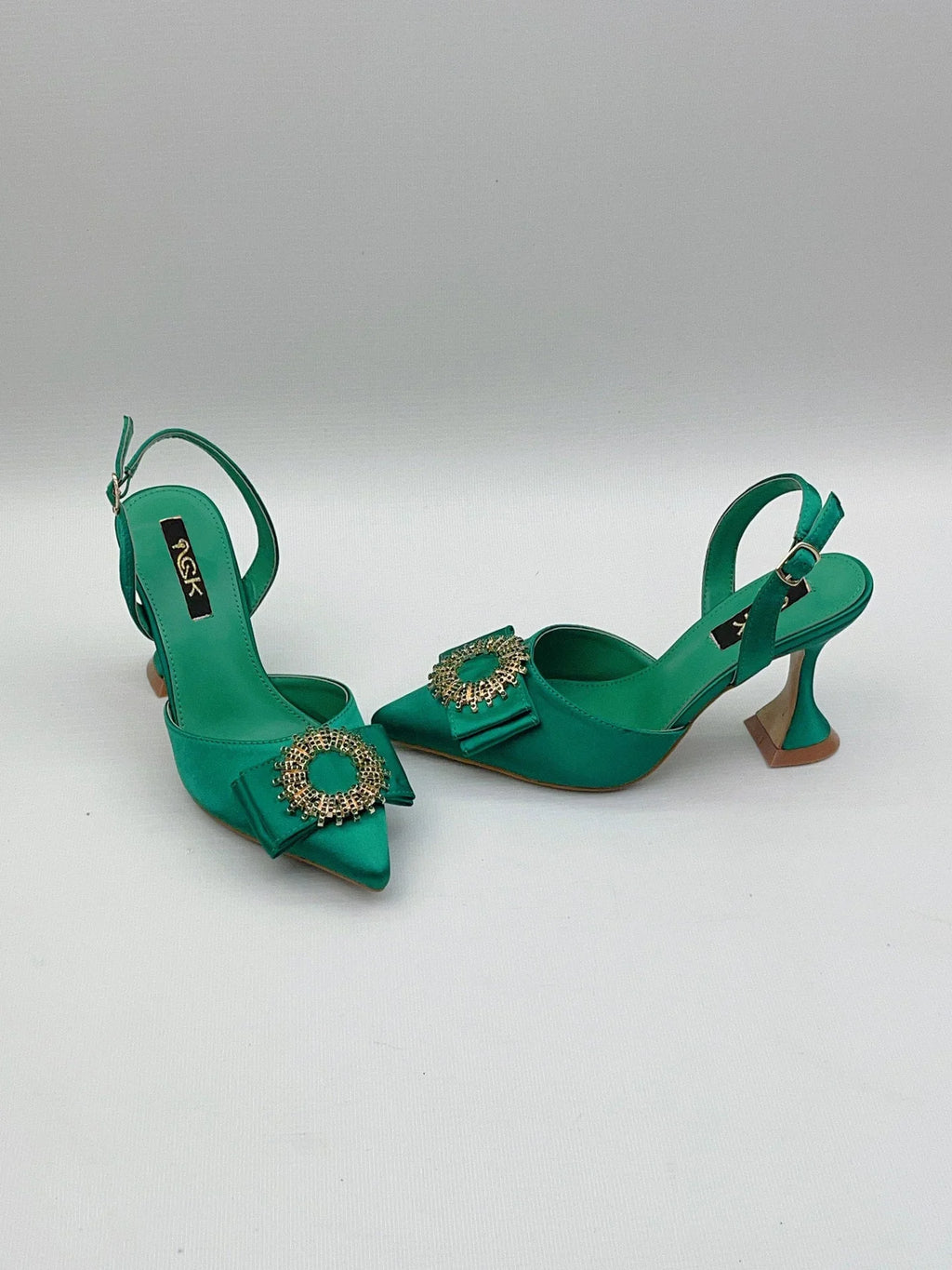 European And American Pointed Toe Rhinestone Closed Toe Strap High Heel Sandals - VAleG