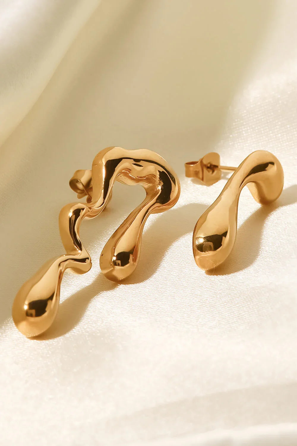18K Gold Plated Geometric Mismatched Earrings - VAleG