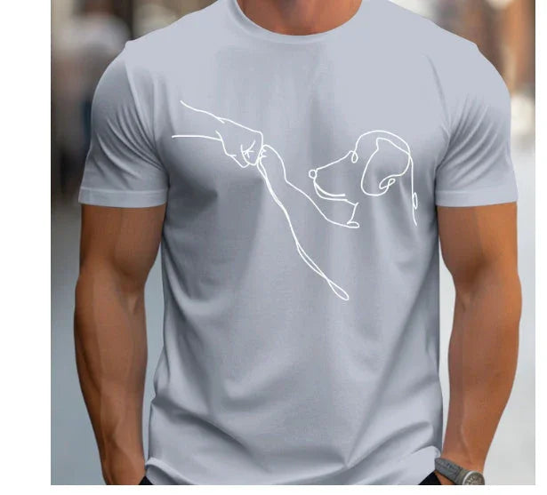 Printed T-shirt Men's Short-sleeved Pattern Top - VAleG