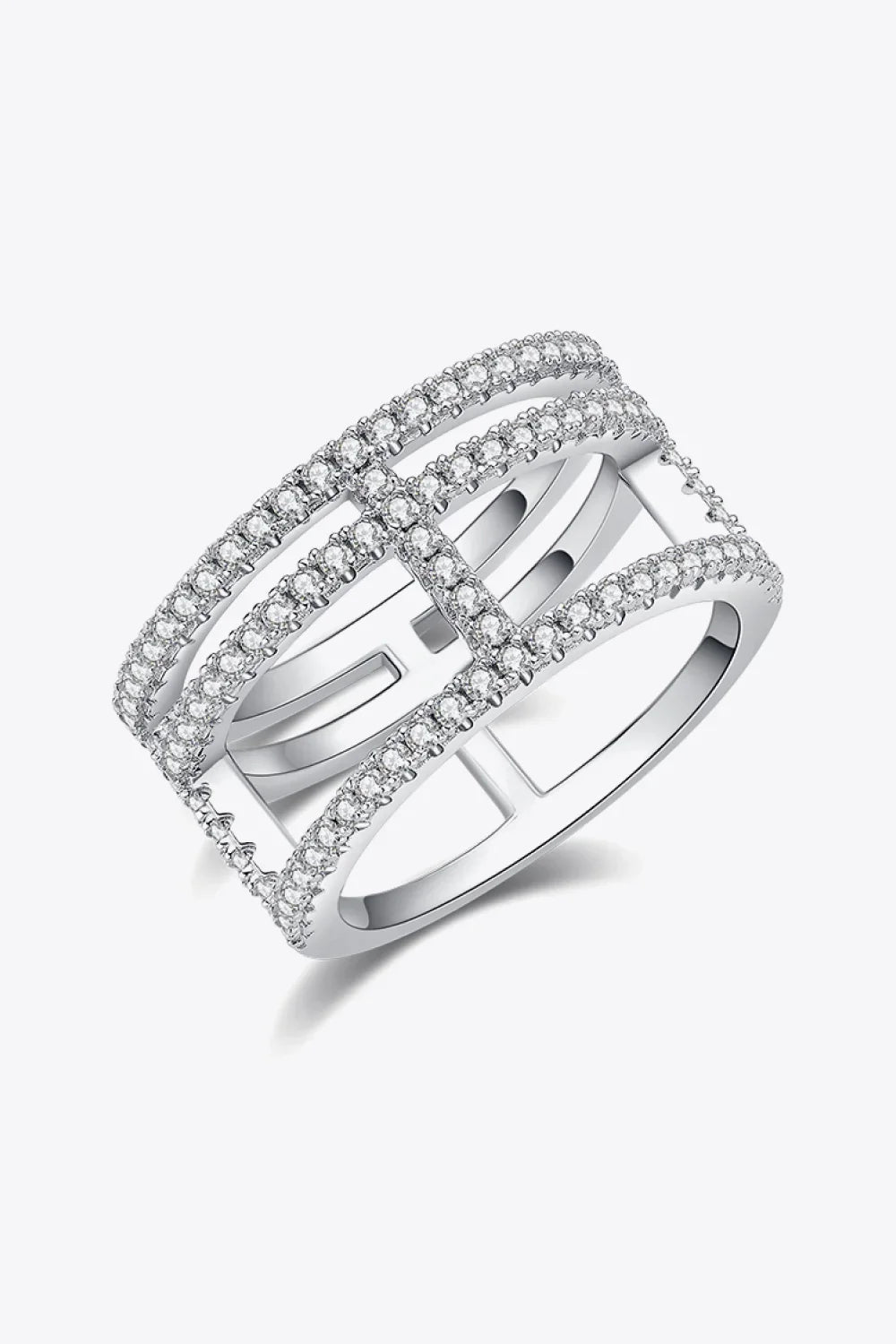 Adored Moissanite Cutout Wide Ring - VAleG