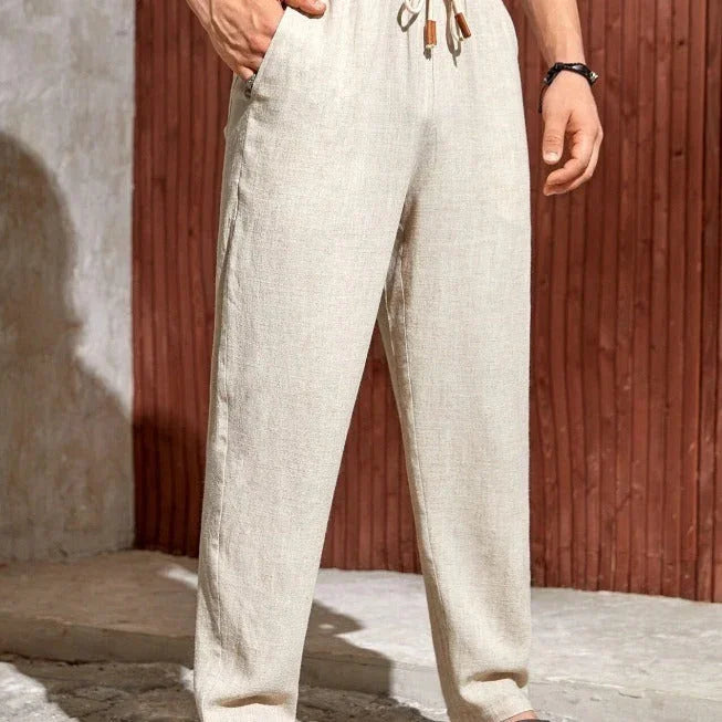 Men's Casual Cotton And Linen Drawstring Trousers Breathable Casual Versatile - VAleG